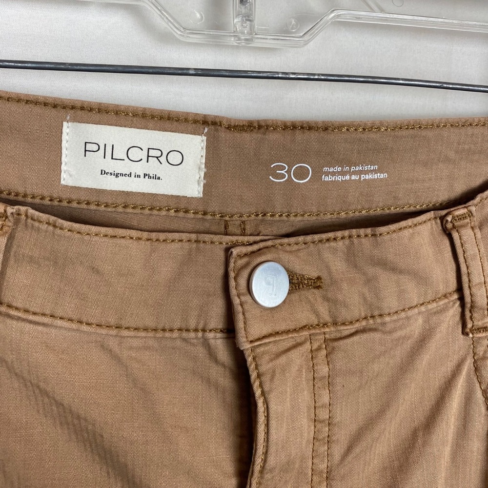 Pilcro Anthropologie Linen Blend Pleated Wide Leg Culotte Pants Tan 30 NEW - Picture 7 of 9
